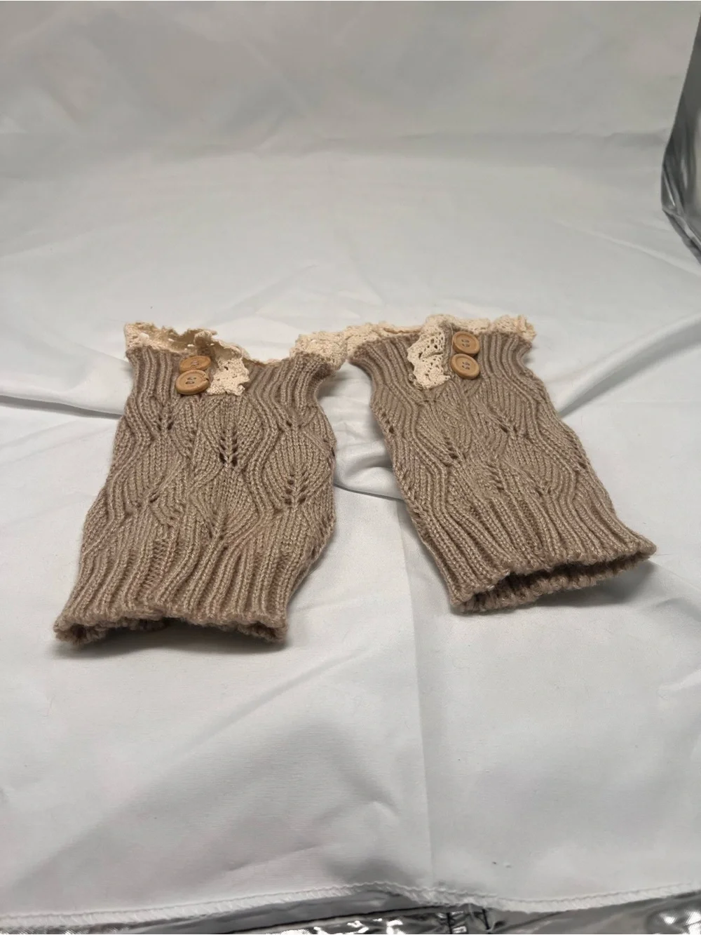 New Women's Khaki Brown Woven Crochet Knitted Sweater Boot Cuff Leg Warmers